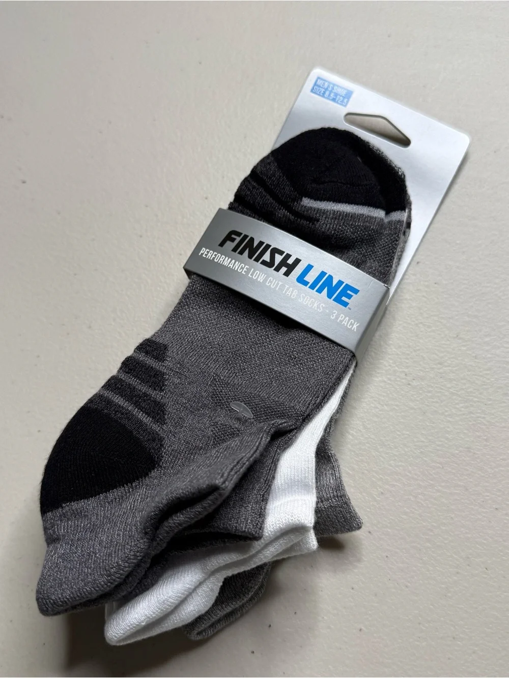 Finish Line Men's Gray, Black & White Performance Low-Cut Sock 3-Pack